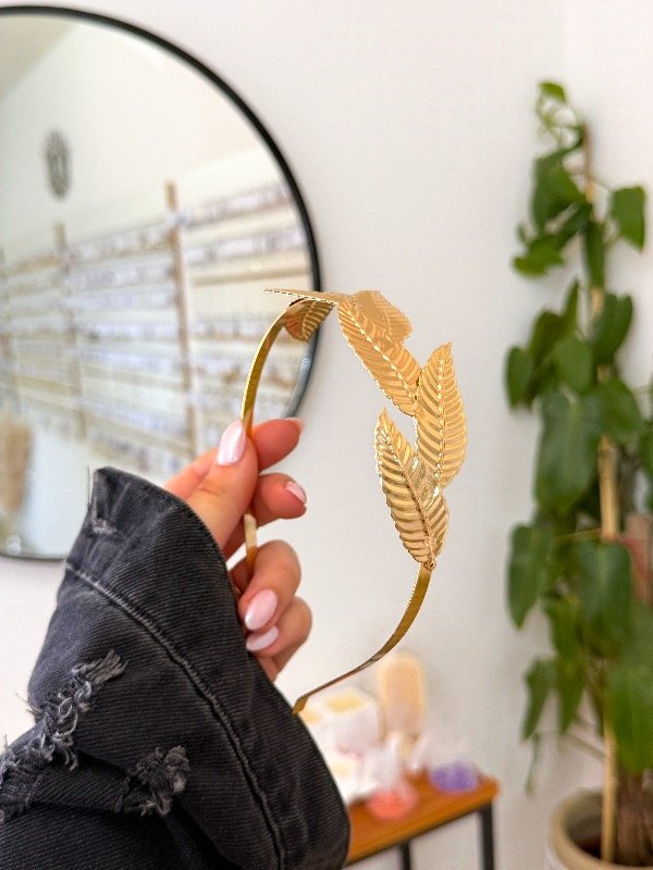 Producto - Vincha dorada hojas arriba