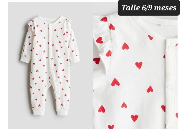 Producto - Enterito algodón HyM talle 6/9 meses corazones