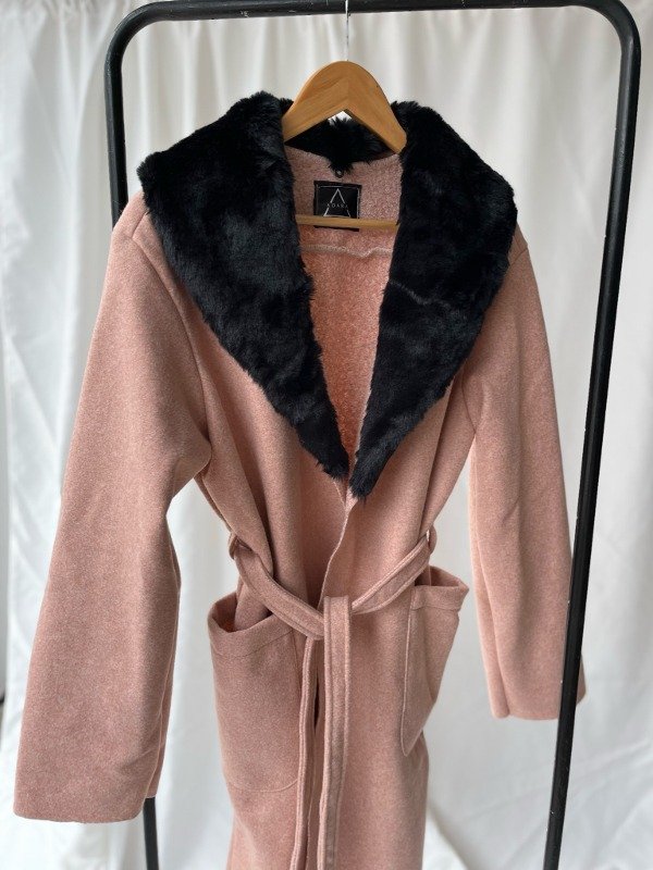 Producto - Tapado de paño y piel desmontable - Rosa