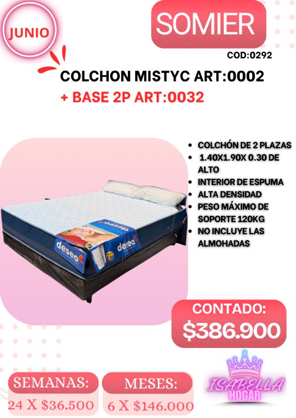 Producto - SOMIER MISTYC DESEO 2P COD:0269