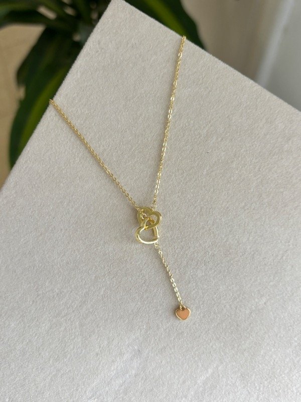 Producto - Collar Corazones Enlazados Acero Dorado