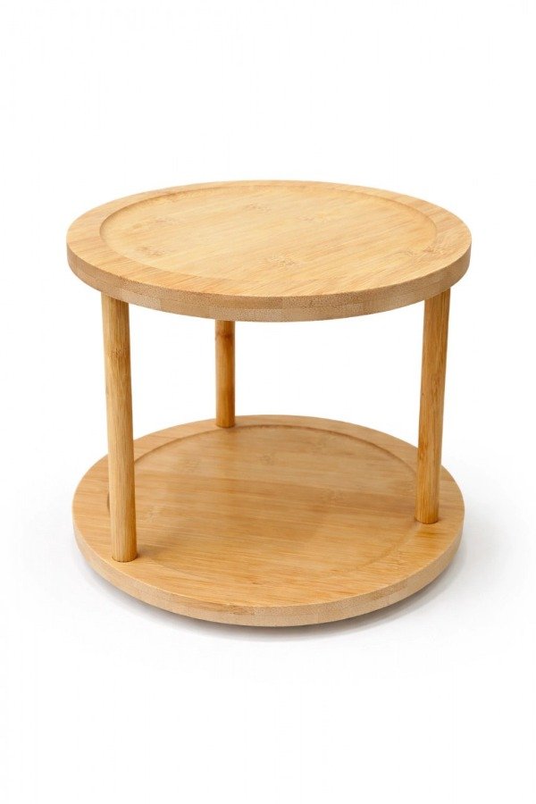 Producto - Bandeja giratoria de bambu doble piso