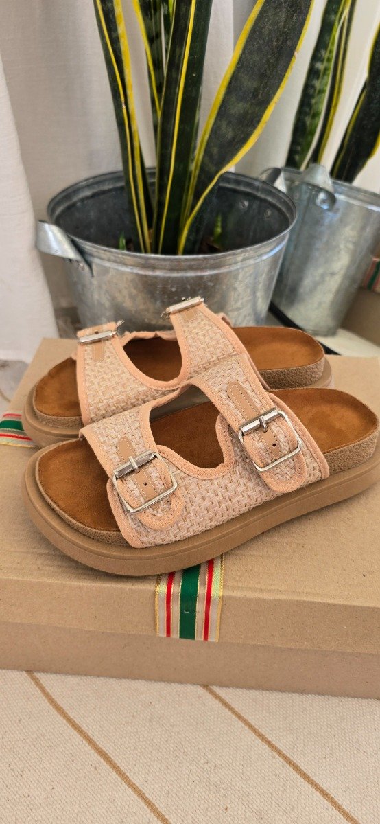 Producto - Sandalia Birk de Rafia/oro - 2