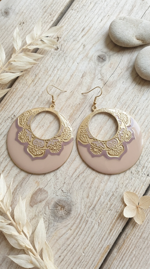 Producto - Aros Argolla esmaltada Nude