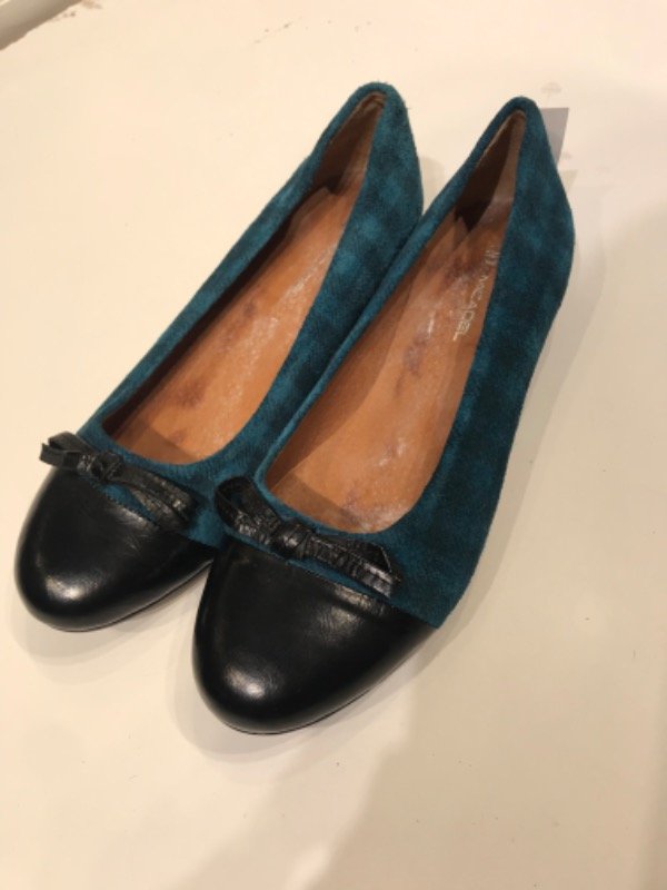 Producto - Ballerinas MICADEL cuadrillé turquesa puntera negra Talle 40- PRECIO: 30X