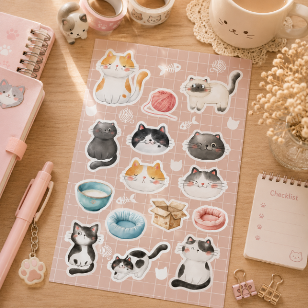 Producto - Plancha de stickers Gatitos Divertidos