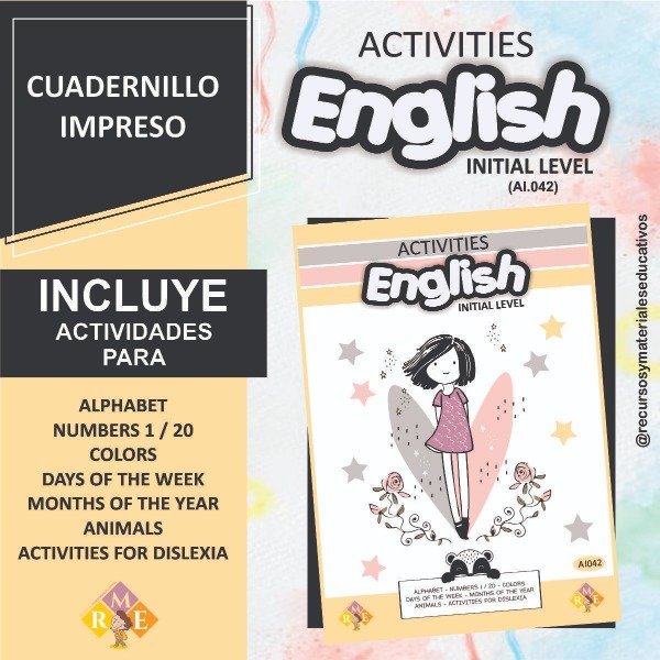 Producto - Cuadernillo Impreso de Inglés / Actividades para Nivel Inicial y Dislexia