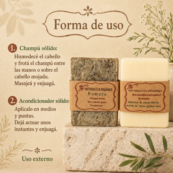 Producto - Champú Sólido de Romero y Acondicionador Sólido - Cuidado Natural de tu Cabello - 3