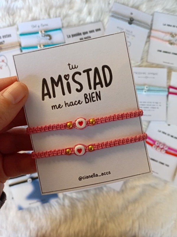 Producto - Pulseras para compartir amistad rosa con dorado