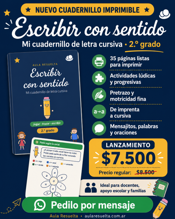 Producto - Trabajar la cursiva. Segundo grado.