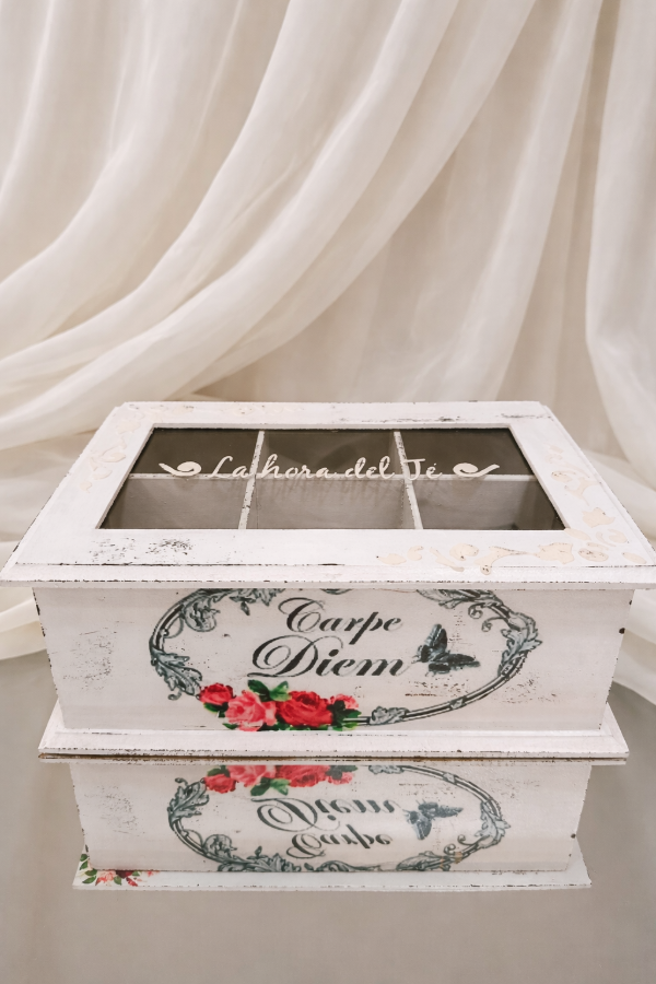 Producto - Caja de te 6 divisiones tapa de vidrio