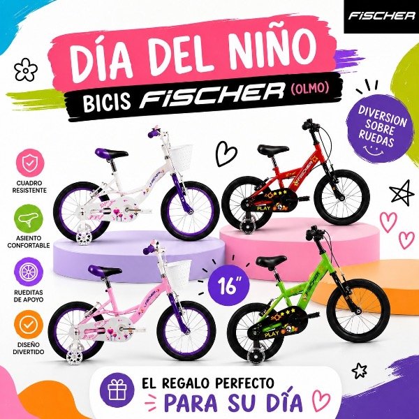 Producto - BICICLETAS FISCHER by OLMO - RODADO 16 NENA BLANCO