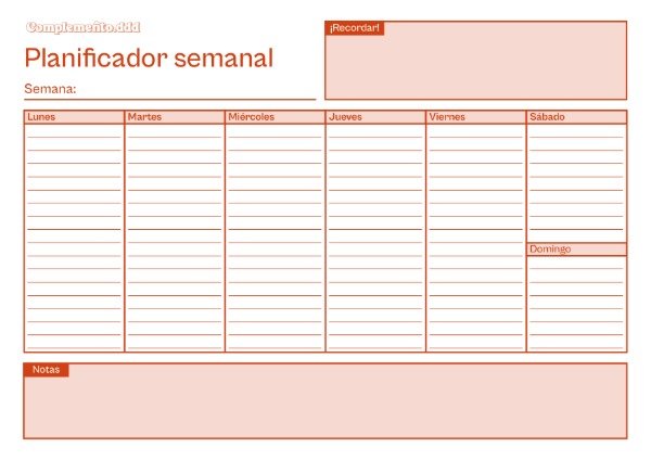 Producto - Calendario Semanal - Imprimible A4