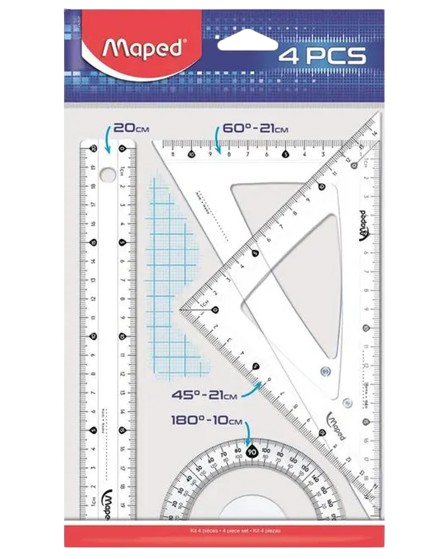 Producto - Set de Geometría Maped x4  Regla 20 cm