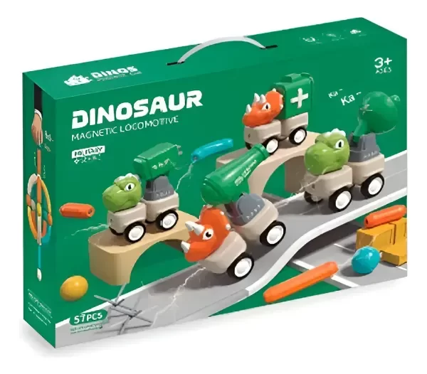 Producto - BLOQUES MAGNÉTICOS + DINOS CON VEHICULOS 57PIEZAS