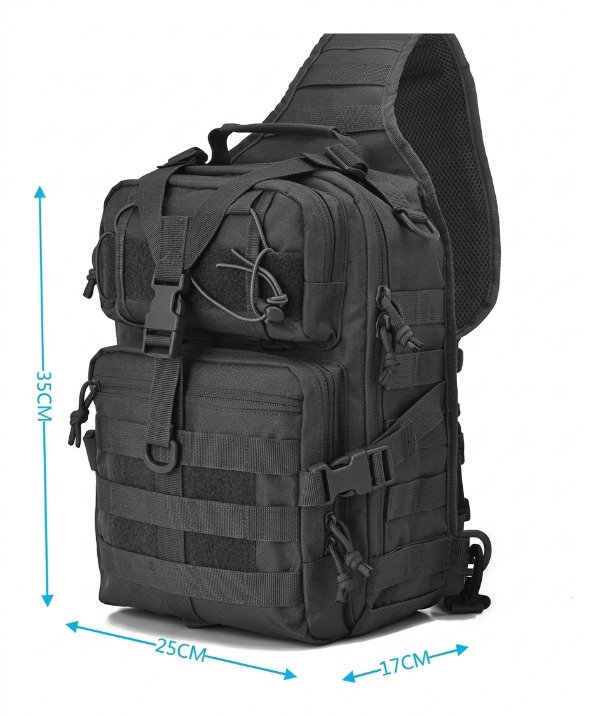 Producto - Morral Bolso Tactico Militar Pechera Negro Tela Antidesgarro 15 Litros - 7