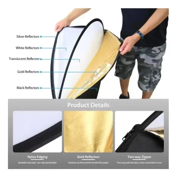 Producto - Pantalla Reflectora 80cm 5 En 1 Iluminación Fotografía Puluz - 2