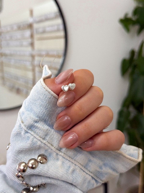 Producto - Aritos plata 925 corazón inflado gordito - 1