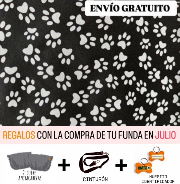 Producto - FUNDA INDIVIDUAL CON LATERALES HUELLITAS BLANCO Y NEGRO