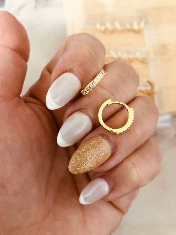 Producto - Argollas Golden micropave x par Acero Dorado