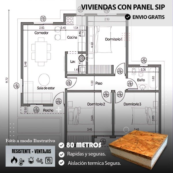Producto - Casa Obra Gris de 80 metros "Proyectos a medida, precios imbatibles."