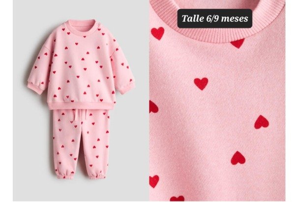 Producto - Conjunto buzo y pantalon friza HyM talle 6/9 meses corazon