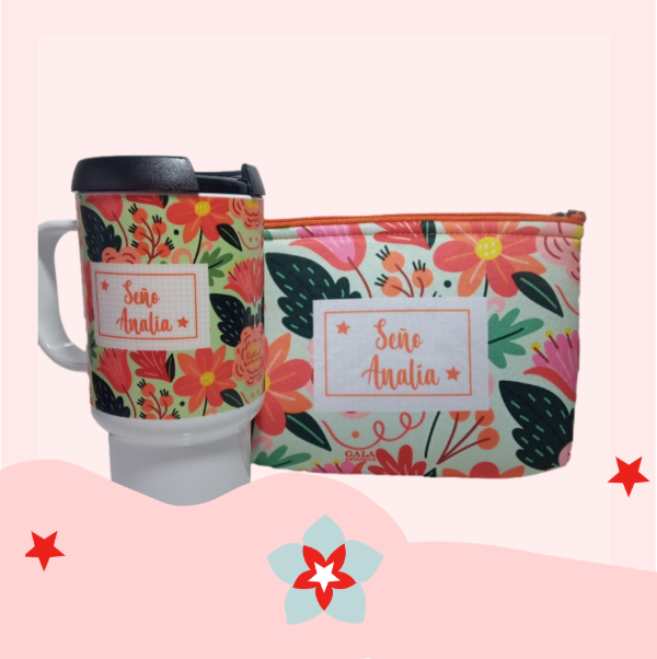 Producto - Jarro hermético + Portacosméticos 14x18 cms.