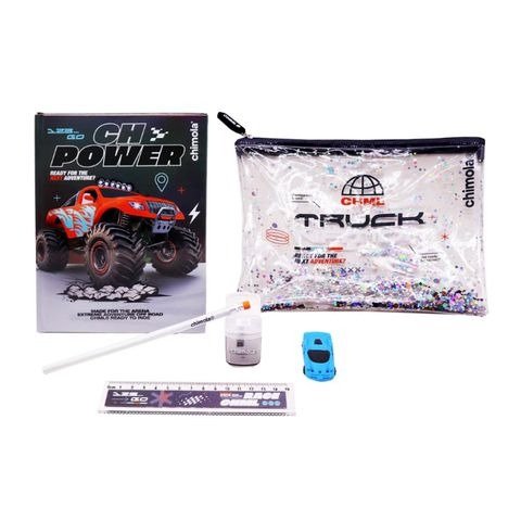 Producto - SET DE UTILES ESCOLARES 5 PIEZAS EN ESTUCHE TRUCK CHIMOLA