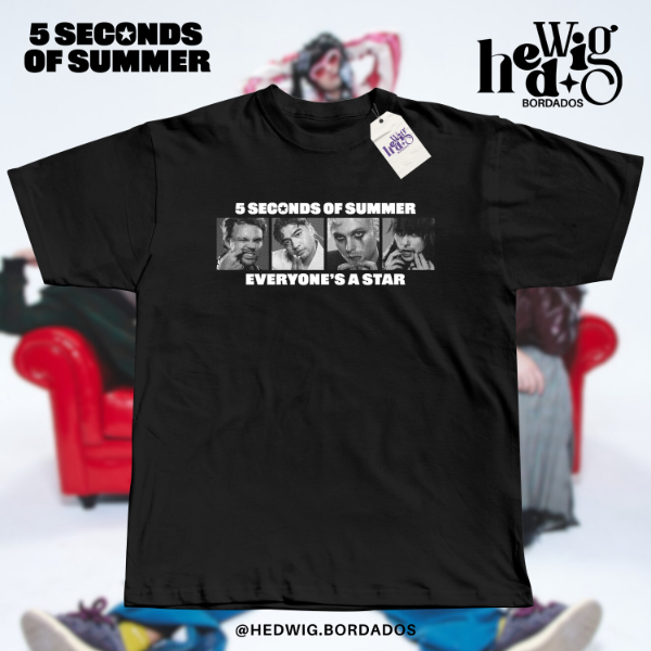 Remera 5sos everyone's a star byn - dtf