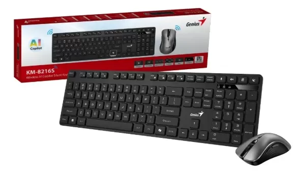 Producto - Teclado Mouse Inalambrico Genius Km-8216s Silencioso Negro Gris