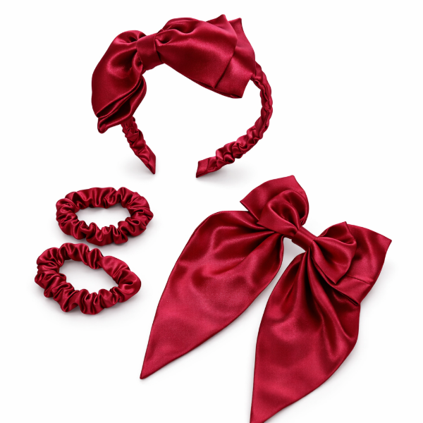 Producto - Set Escolar Satin Nenas Scrunchies Vincha Moño