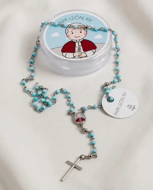 Producto - Rosario acrílico Celeste Papa León XIV