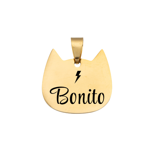 Producto - Chapita Personalizable Gato Dorado - Rayo - 0