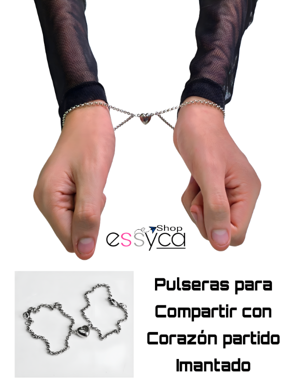 Producto - Pulsera para Compartir en Acero Corazón partido Imantado