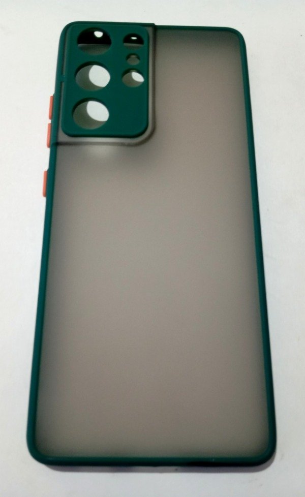Producto - Funda Traslúcida oscuro borde Verde Oscuro para Samsung S21 Ultra