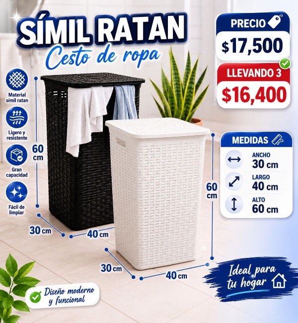 Producto - Canasto de ropa simil ratan - 0