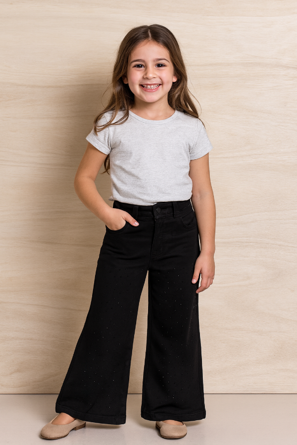 Producto - Wide leg negro con brillos