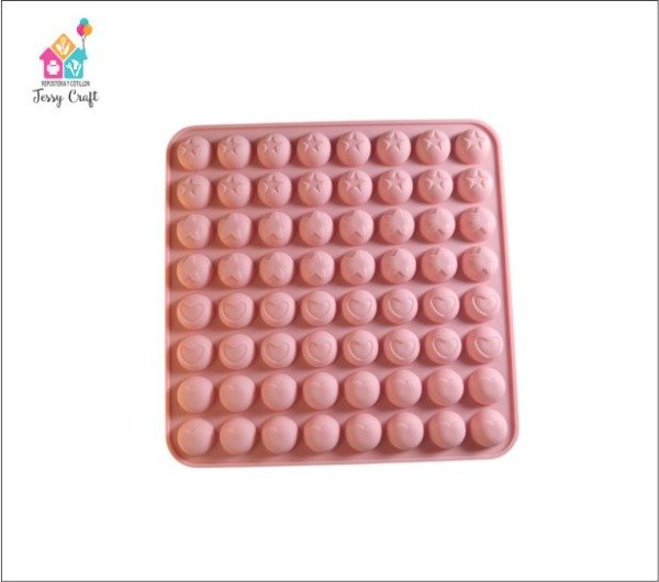 Producto - Molde de Silicona - Mini Semi esferas con estrellas y corazón