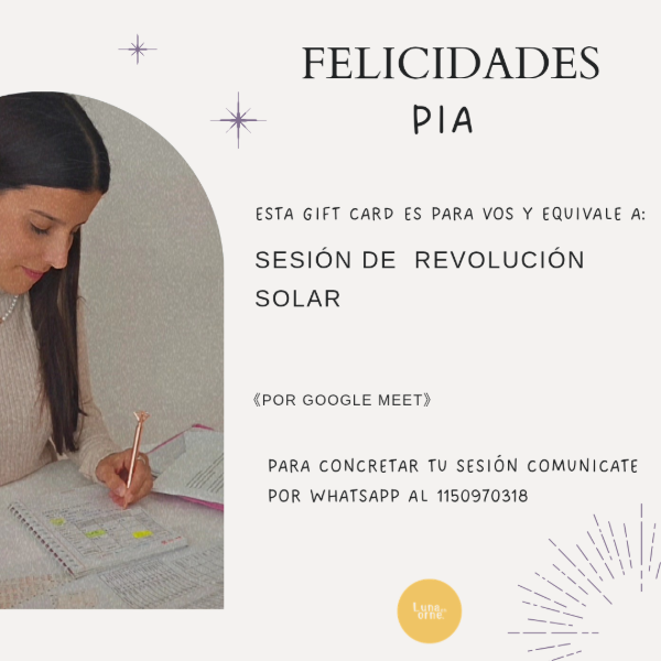 Producto - GIFT CARD - SESIÓN DE REVOLUCIÓN SOLAR