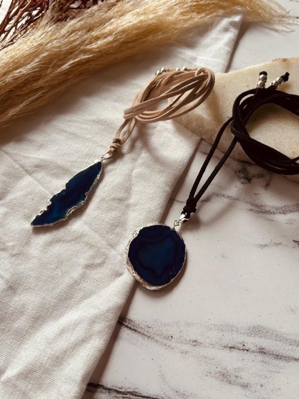 Producto - LAZO PIEDRA AGATA BORDE PLATEADO