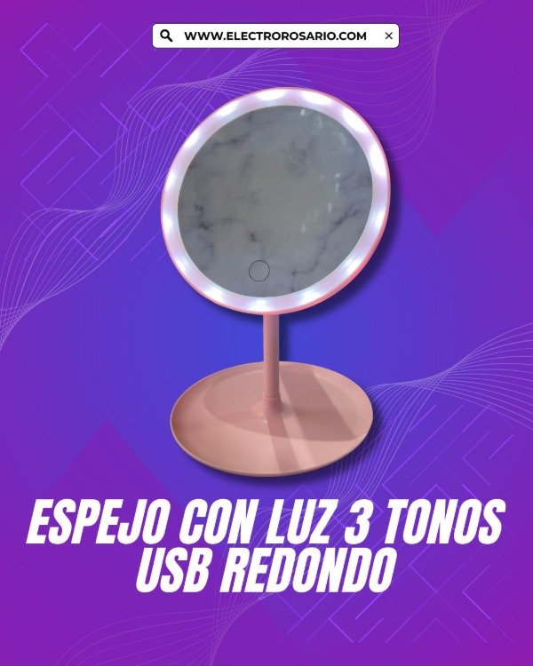 Producto - ESPEJO CON LUZ 3 TONOS USB REDONDO