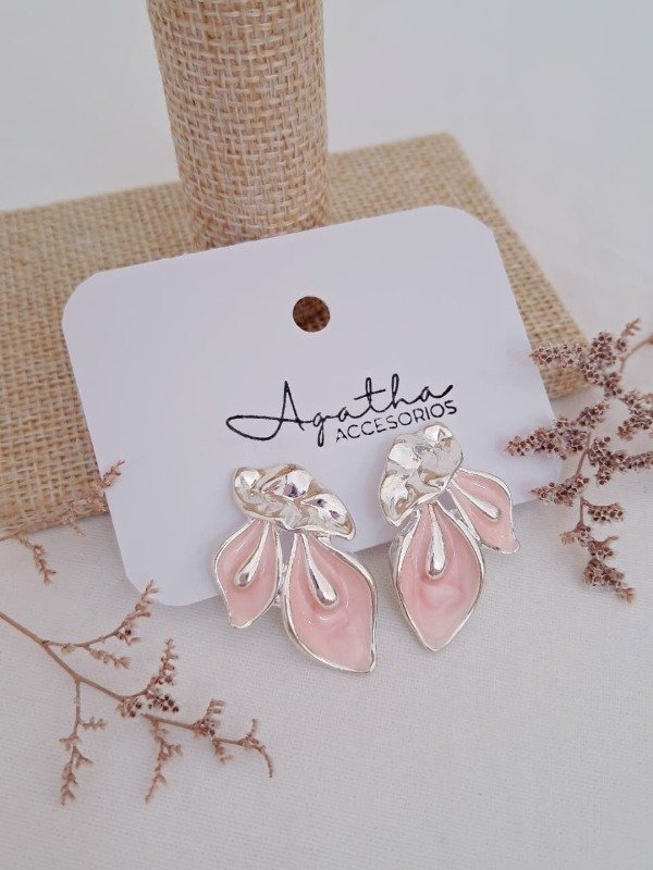 Producto - Aros AB hoja esmaltada rosa
