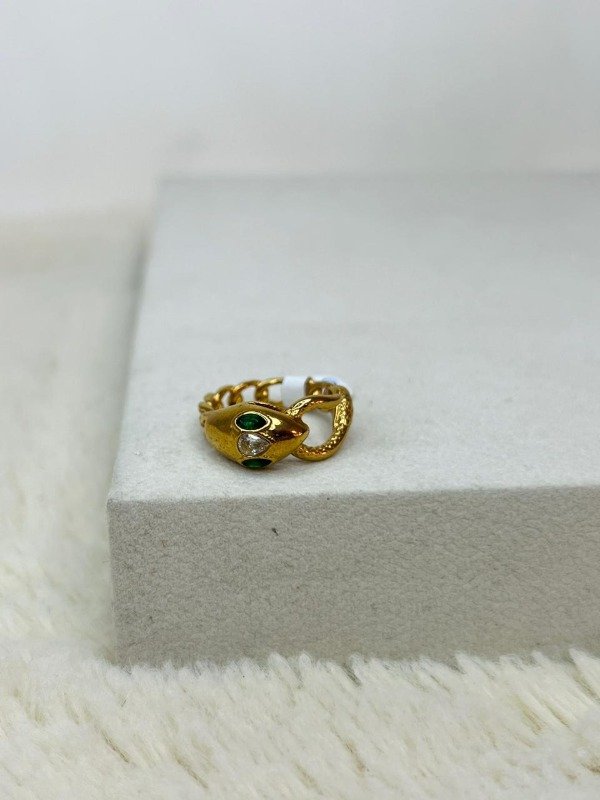 Producto - Anillo snake acero dorado talle 17