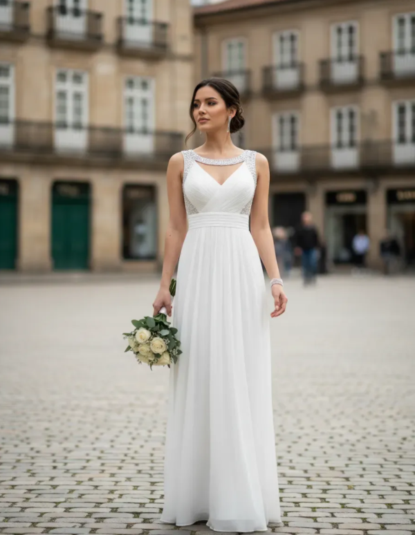 Producto - Vestido Largo Novias Blanco con Strass - 6