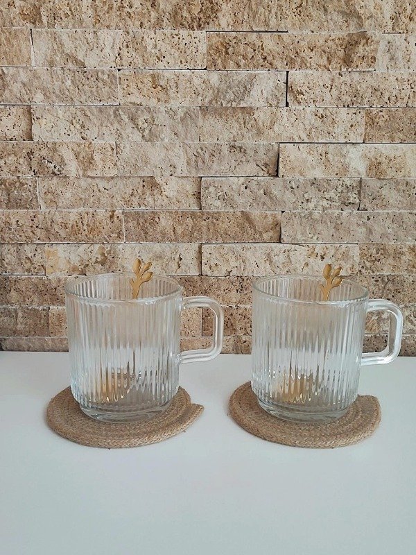 Producto - Set x 2 Tazón de vidrio 350ml con cucharitas de regalo