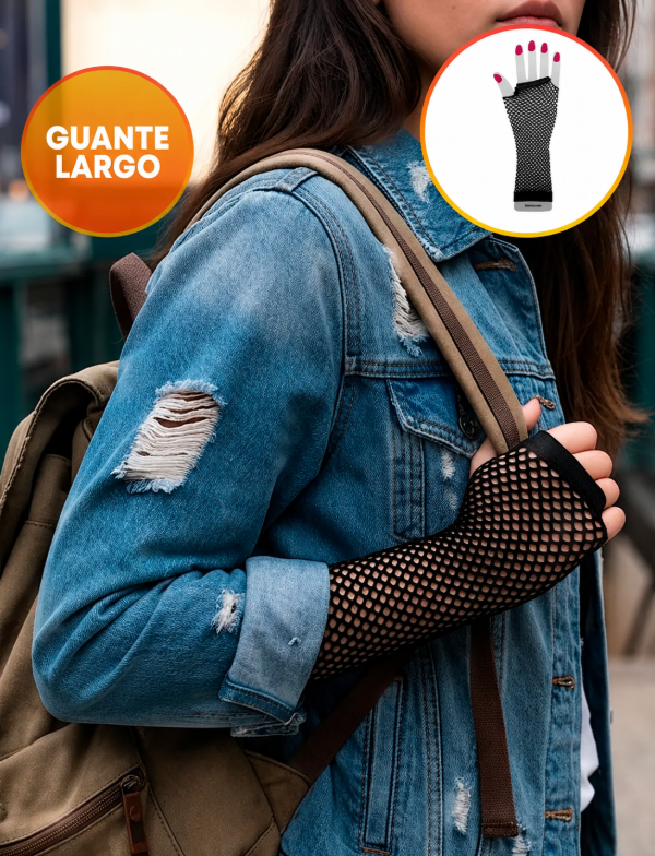 Producto - Guantes de red mitones negros disfraz