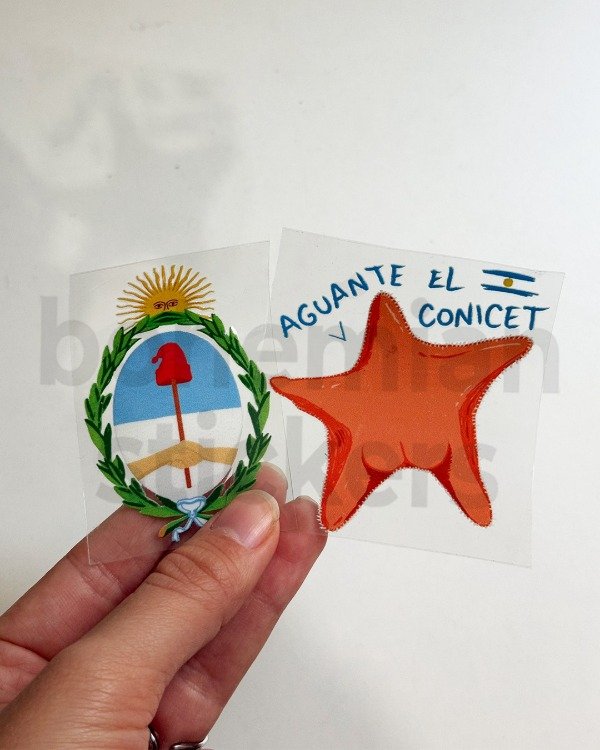 Producto - Sticker DTF UV x2 ESTRELLA CONICET - Argentina