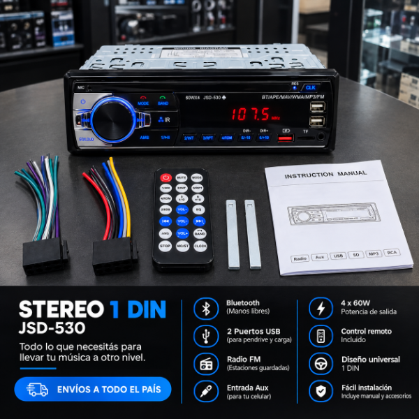 Producto - Stereo 1 DIN JSD-530 Bluetooth USB/TF + Control Remoto - 6
