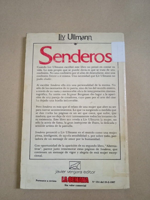 Producto - Senderos - Liv Ullman - Vergara 1985 - 1