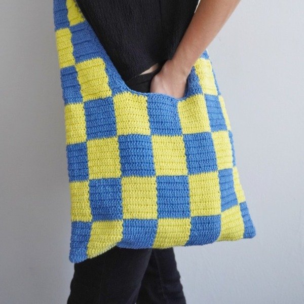 Producto - Bolso NARANJO - Azul y lima
